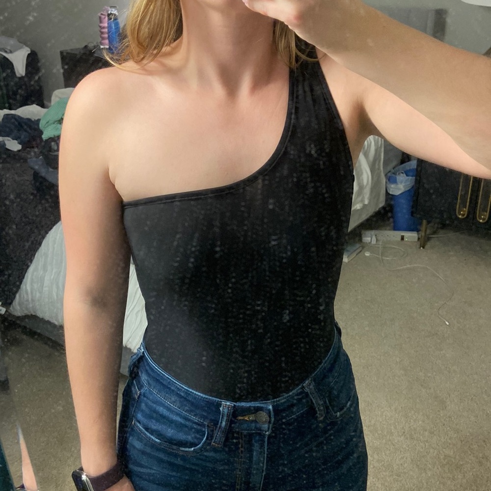 Missguided Black Slinky One Shoulder Bodysuit 2